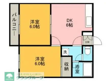 コーポ金子(2DK/2階)の間取り写真