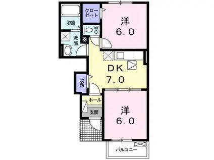 ル・サン(2DK/1階)の間取り写真