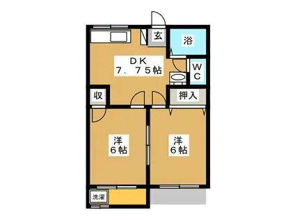 シュロスT・Y(2DK/1階)の間取り写真