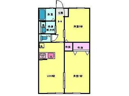 レトアフィオーレ(2LDK/2階)の間取り写真