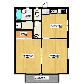 メゾン上道(2DK/2階)の間取り写真