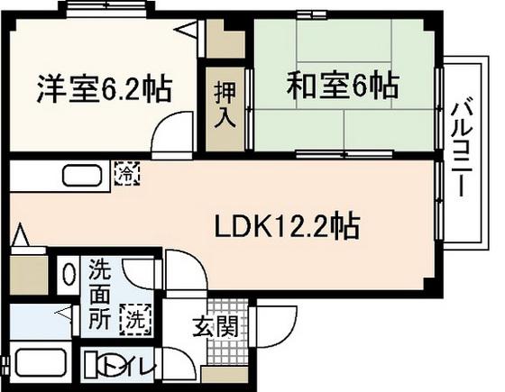 フォブール道岡(2LDK/1階)の間取り写真