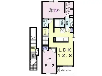 アンプルール I(2LDK/2階)の間取り写真