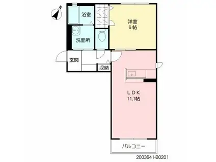 セレーノ・プレイス  B棟(1LDK/2階)の間取り写真