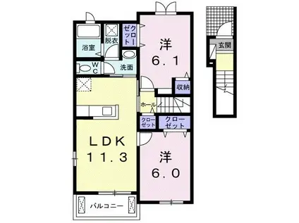 メゾン・ド・エスポワール(2LDK/2階)の間取り写真