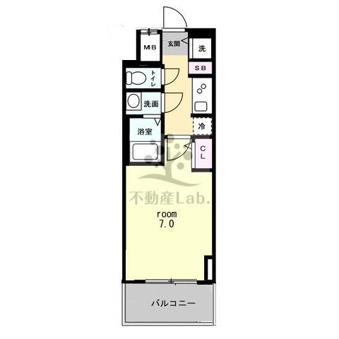 S-RESIDENCE難波BRILLER(1K/3階)の間取り写真