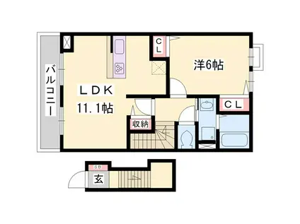 フィオーレ白浜I(1LDK/2階)の間取り写真