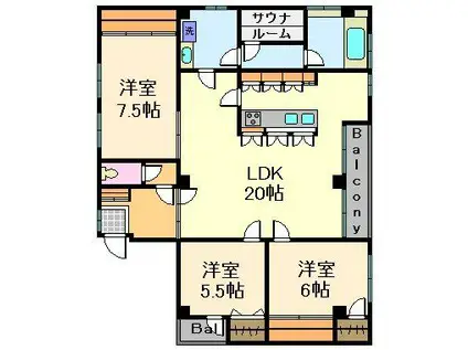 SWビル(3LDK/3階)の間取り写真