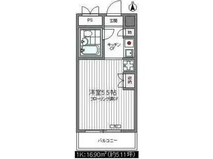 リビエール八王子(1K/5階)の間取り写真