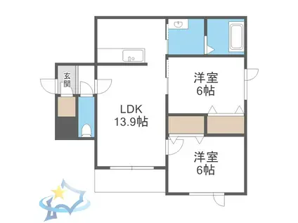 アヴレール西町(2LDK/3階)の間取り写真