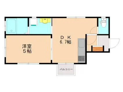 PHOENIX大橋南(1LDK/2階)の間取り写真