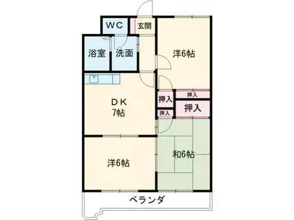 野田マンション(3DK/2階)の間取り写真