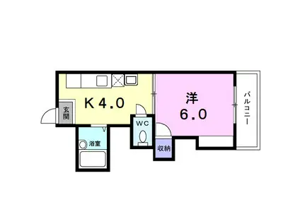 オックスフォードサーカスIII(1K/2階)の間取り写真