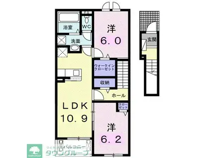 シャトー・グリーンIII(2LDK/2階)の間取り写真