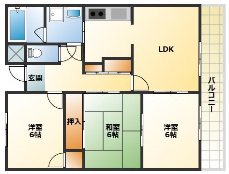 グランドハイツ小柳(3LDK/4階)の間取り写真