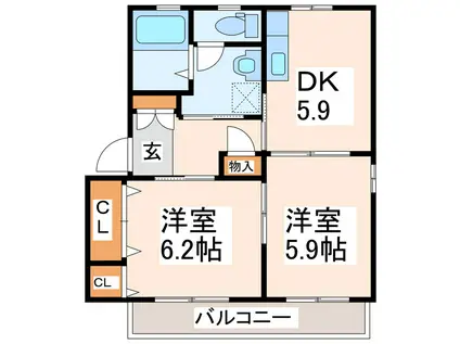 サザンクロス出水(2DK/2階)の間取り写真
