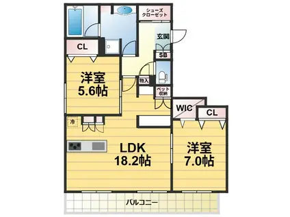 & FUMINOSATO(2LDK/3階)の間取り写真