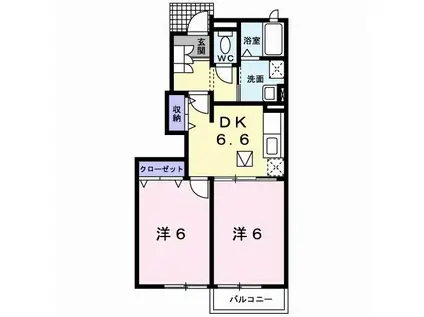 ニューカムリーA(2DK/1階)の間取り写真