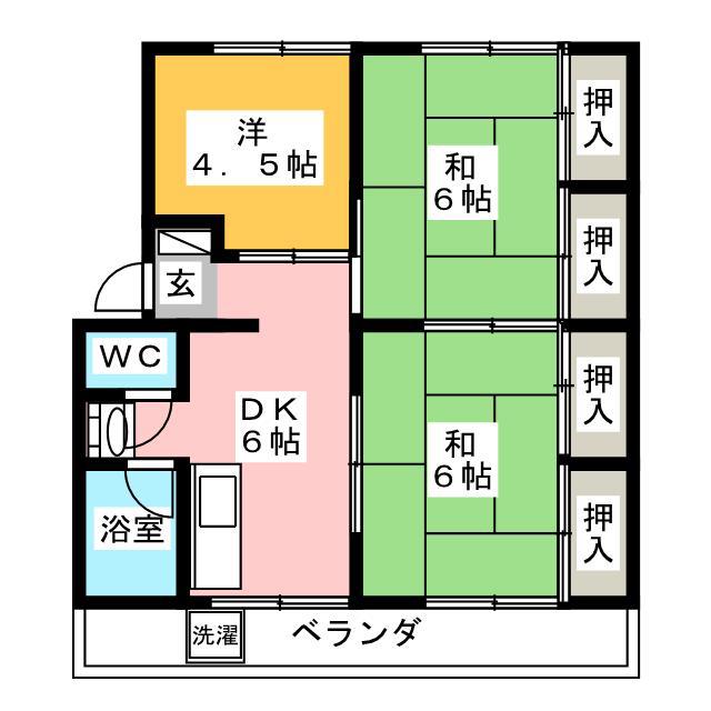 レジデンス島里(3DK/3階)の間取り写真
