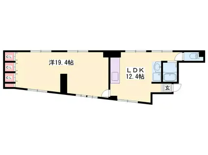 栄町ビル(1LDK/2階)の間取り写真