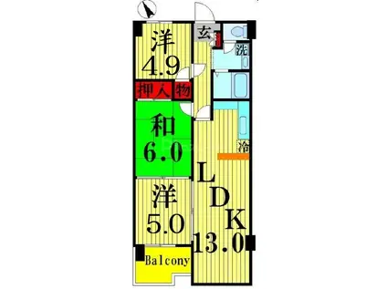 グランドハイム(3LDK/4階)の間取り写真