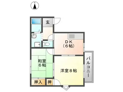 シャンボール今伊勢 C(2DK/1階)の間取り写真