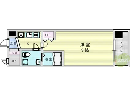 CASSIA十三(1K/2階)の間取り写真