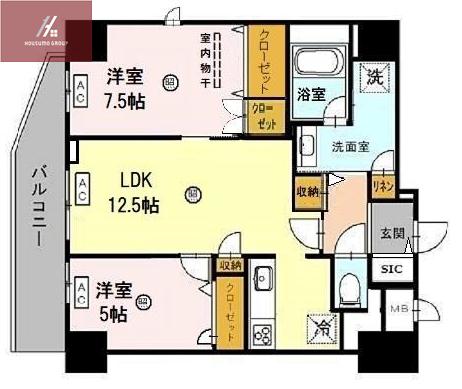玉造BASE(2LDK/2階)の間取り写真
