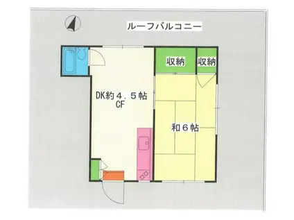 丸山マンション(1DK/4階)の間取り写真