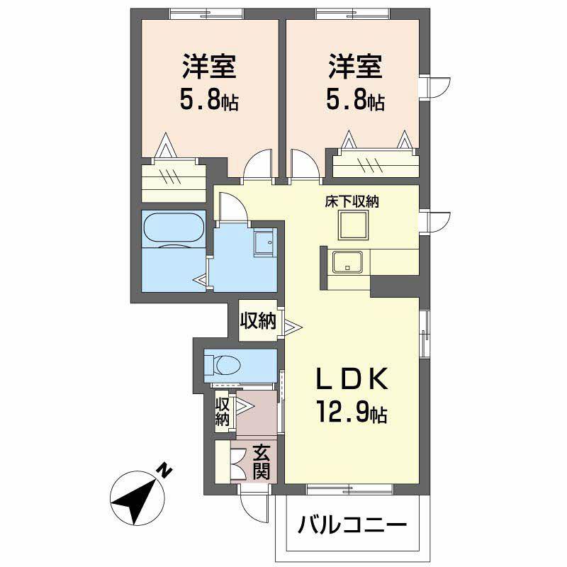 ストーンヘッド(2LDK/1階)の間取り写真