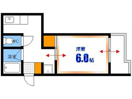 第1木本ビル(1DK/3階)の間取り写真