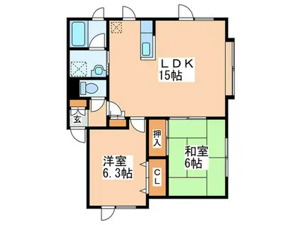 第一月ヶ丘マンション(2LDK/3階)の間取り写真