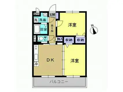 ノース SIDE 葉月館(2DK/3階)の間取り写真