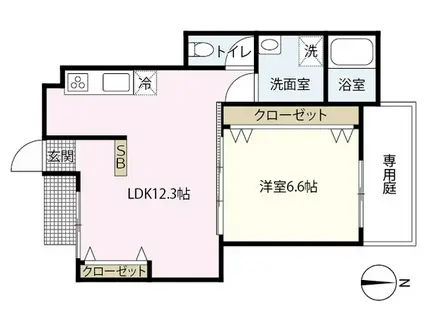 サンハイツ府中(1LDK/1階)の間取り写真