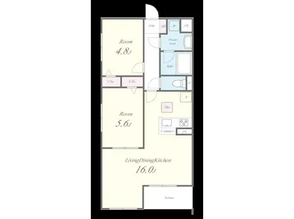 サウス COAT(2LDK/1階)の間取り写真