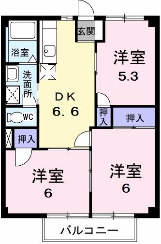 ロイヤル小林(3DK/2階)の間取り写真