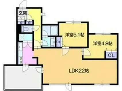 アルファコート宮の森(2LDK/5階)の間取り写真