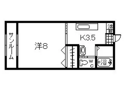住吉ハイツ(1K/2階)の間取り写真