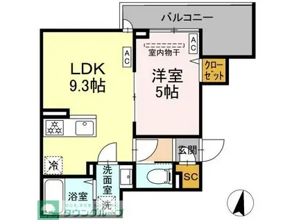 セレスティア大島(1LDK/2階)の間取り写真