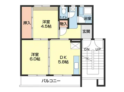 ビレッジハウス鳴滝17号棟(2K/4階)の間取り写真