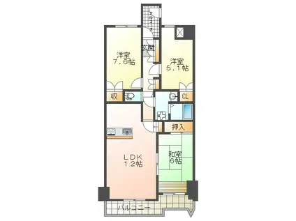 ネクステージ西神中央D棟(3LDK/2階)の間取り写真