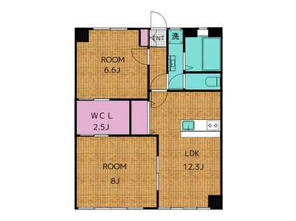 長瀬ビル(2LDK/4階)の間取り写真