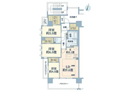 グローリオコンフォート青葉通一番町(3LDK/7階)の間取り写真