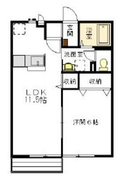 エルメゾンネクスト石坂(1LDK/1階)の間取り写真