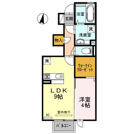 ドマーニ木田(1LDK/1階)の間取り写真