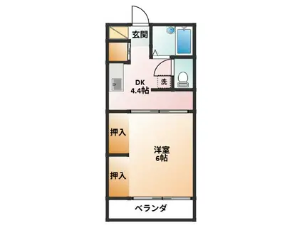 コーポ阪本(1DK/2階)の間取り写真