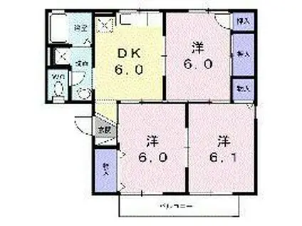 サンワハイツB(3DK/2階)の間取り写真