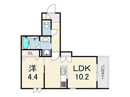 LA VITA西宮北口(1LDK/4階)の間取り写真