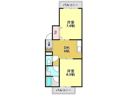 東の丸マンション(2DK/2階)の間取り写真
