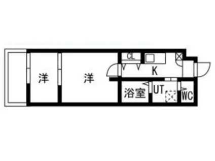 シーエムアンウエスト(1LDK/2階)の間取り写真